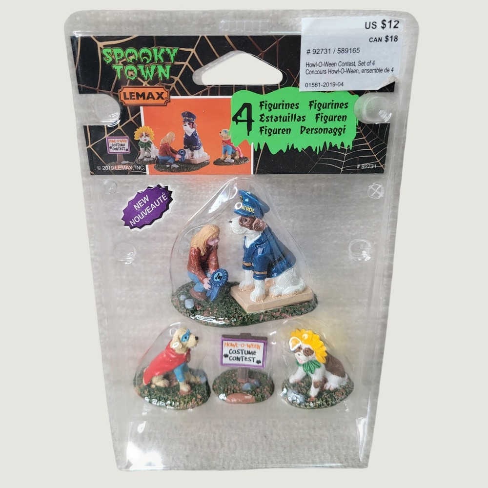 Lemax Spooky Town Howl-O-Ween Dog Contest Set of 4 Figurines 92731 Halloween